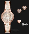 Fossil Virginia ES3965SET Ladies White Dial Rose Gold Stainless Steel Strap + Earring Set-0