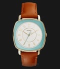 Fossil ES3996 Ladies Idealist Silver Green Dial Brown Leather Strap-0