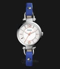 Fossil ES4001 Georgia Silver Dial Blue Leather Strap Watch-0