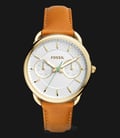 Fossil ES4006 Tailor Multifunction White Dial Brown Leather Strap-0