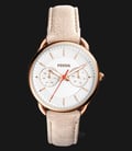 Fossil Tailor ES4007 Multifunction Silver Dial Beige Leather Strap-0