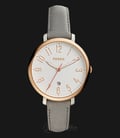 Fossil ES4032 Jacqueline White Dial Rosegold Grey Leather Strap Watch-0