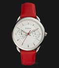 Fossil ES4122 Tailor Ladies Multifunction White Dial Red Leather Strap-0
