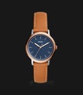 Fossil ES4255 Neely Ladies Dark Blue Dial Rose Gold Case Brown Leather Strap-0