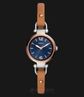 Fossil ES4277 Georgia Ladies Blue Dial Rose Gold Case Brown Leather Strap-0