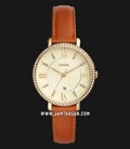 Fossil ES4293 Jacqueline Ladies Champagne Dial Brown Leather Strap-0