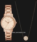 Fossil ES4330SET Neely Three-Hand Rose Gold-Tone Stainless Steel Strap + Jewelry Box Set-0