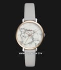 Fossil ES4377 Jacqueline Ladies White Marble Dial Grey Leather Strap-0