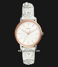 Fossil ES4383SET Ladies Neely Three-Hand Silver Dial White Leather Strap-0