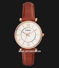Fossil ES4428 Carlie White Dial Brown Leather Strap-0