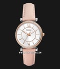 Fossil Carlie ES4484 Silver Dial Cream Leather Strap-0