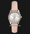 Fossil Scarlette Mini ES4557 Silver Dial Pink Leather Strap-0