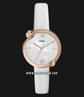 Fossil ES4601 Presley Ladies White Mother of Pearl Dial White Leather Strap-0