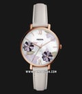 Fossil Jacqueline ES4672 Silver Floral Dial Grey Leather Strap-0