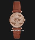 Fossil ES4683 Lyric Ladies Pink with Rose Gold Accent Dial Brown Croco Leather Strap-0