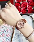 Fossil ES4683 Lyric Ladies Pink with Rose Gold Accent Dial Brown Croco Leather Strap-3
