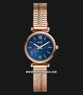 Fossil Carlie Mini ES4693 Ladies Blue Mother Of Pearl Dial Rose Gold Stainless Steel Strap-0
