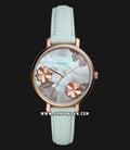 Fossil Jacqueline ES4813 Green Floral Mother Of Pear Dial Green Leather Strap-0
