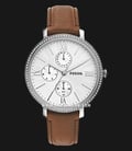 Fossil Jacqueline ES5095 Multifunction Silver Dial Brown Leather Strap-0