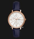 Fossil Jacqueline ES5096 Multifunction Silver Dial Blue Leather Strap-0