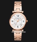 Fossil Carlie ES5158 Ladies Silver Dial Rose Gold Stainless Steel Strap-0