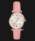Fossil Carlie ES5160 Ladies Silver Dial Pink Leather Strap-0