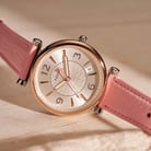 Fossil Carlie ES5160 Ladies Silver Dial Pink Leather Strap-4