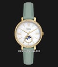 Fossil Jacqueline ES5168 Sun Moon White Mother Of Pearl Dial Green Leather Strap-0