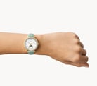 Fossil Jacqueline ES5168 Sun Moon White Mother Of Pearl Dial Green Leather Strap-3