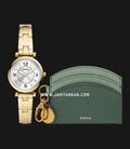 Fossil Carlie ES5183SET Ladies Silver Dial Gold Stainless Steel Strap + Polly Card Case Box Set-0
