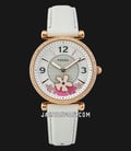 Fossil Carlie ES5187 Ladies Two-Hand White Mother Of Pearl Floral Dial White Leather Strap-0