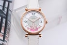 Fossil Carlie ES5187 Ladies Two-Hand White Mother Of Pearl Floral Dial White Leather Strap-5