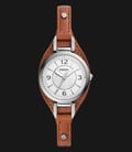 Fossil Carlie ES5214 Ladies White Dial Brown Eco Leather Strap-0