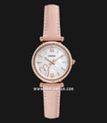 Fossil Carlie ES5268 Ladies White Mother Of Pearl Dial Pink Leather Strap-0