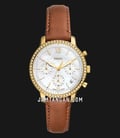 Fossil Neutra ES5278 Chronograph Ladies White Mother Of Pearl Dial Brown Leather Strap-0