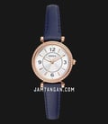 Fossil Carlie ES5295 Ladies Silver Dial Blue Leather Strap-0
