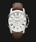 Fossil Grant FS4735 Chronograph Beige Dial Brown Leather Strap-0
