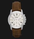 Fossil FS4839 Grant Chronograph White Dial Brown Leather Strap Watch-0