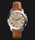 Fossil FS5118 Grant Beige Dial Men Chronograph Leather Strap-0