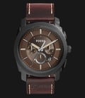 Fossil Machine FS5121 Man Chronograph Brown Dial Brown Leather Strap-0