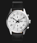 Fossil FS5136 Men Daily Chronograph White Dial Black Leather Strap-0