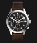 Fossil FS5139 Men Daily Chronograph Black Dial Brown Leather Strap-0