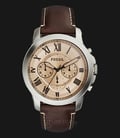 Fossil FS5152 Grant Chronograph Beige Dial Brown Leather Strap Watch-0