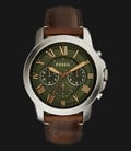 Fossil FS5153 Grant Chronograph Green Dial Brown Leather Strap Watch-0