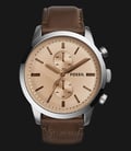 Fossil FS5156 Townsman Chronograph Beige Dial Brown Leather Strap Watch-0
