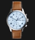 Fossil Dean FS5169 Men Chronograph Silver Dial Brown Leather Strap-0