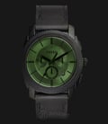 Fossil FS5190 Machine Chronograph Green Dial Black Leather Strap-0