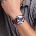 Fossil Grant FS5210 Chronograph Blue Tone Dial Light Brown Leather Strap-4