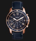 Fossil FS5237 Grant Chronograph Blue Dial Genuine Leather Strap-0