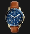 Fossil FS5268 Grant Chronograph Blue Dial Genuine Leather Strap-0